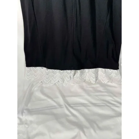 Daily Ritual Womens Black Short Sleeve Round Neck Lace Hem Dress Size 1X 41L 21B - Picture 3 of 7
